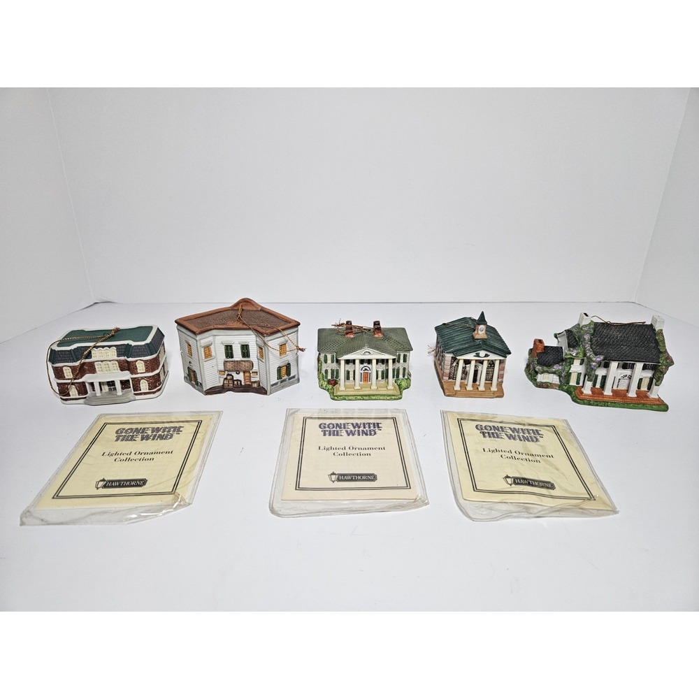 Vtg 1995 Hawthorne Gone With The Wind Lighted Ornament Collection Lot of 5